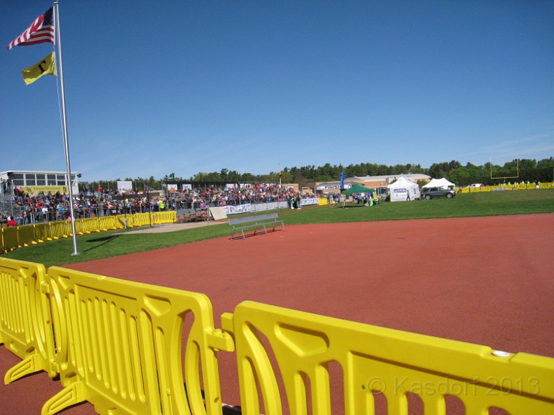 2013 Bayshore Half 110.JPG - The course enters the HS Track at the end and goes about half way around the track.